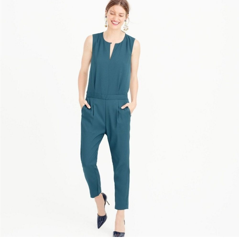 J. Crew Keyhole Jumpsuit Teal Sleeveless - Size 14